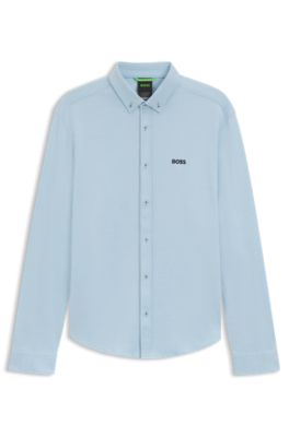 Regular-Fit Hemd aus dynamischem Baumwoll-Jersey, Hellblau