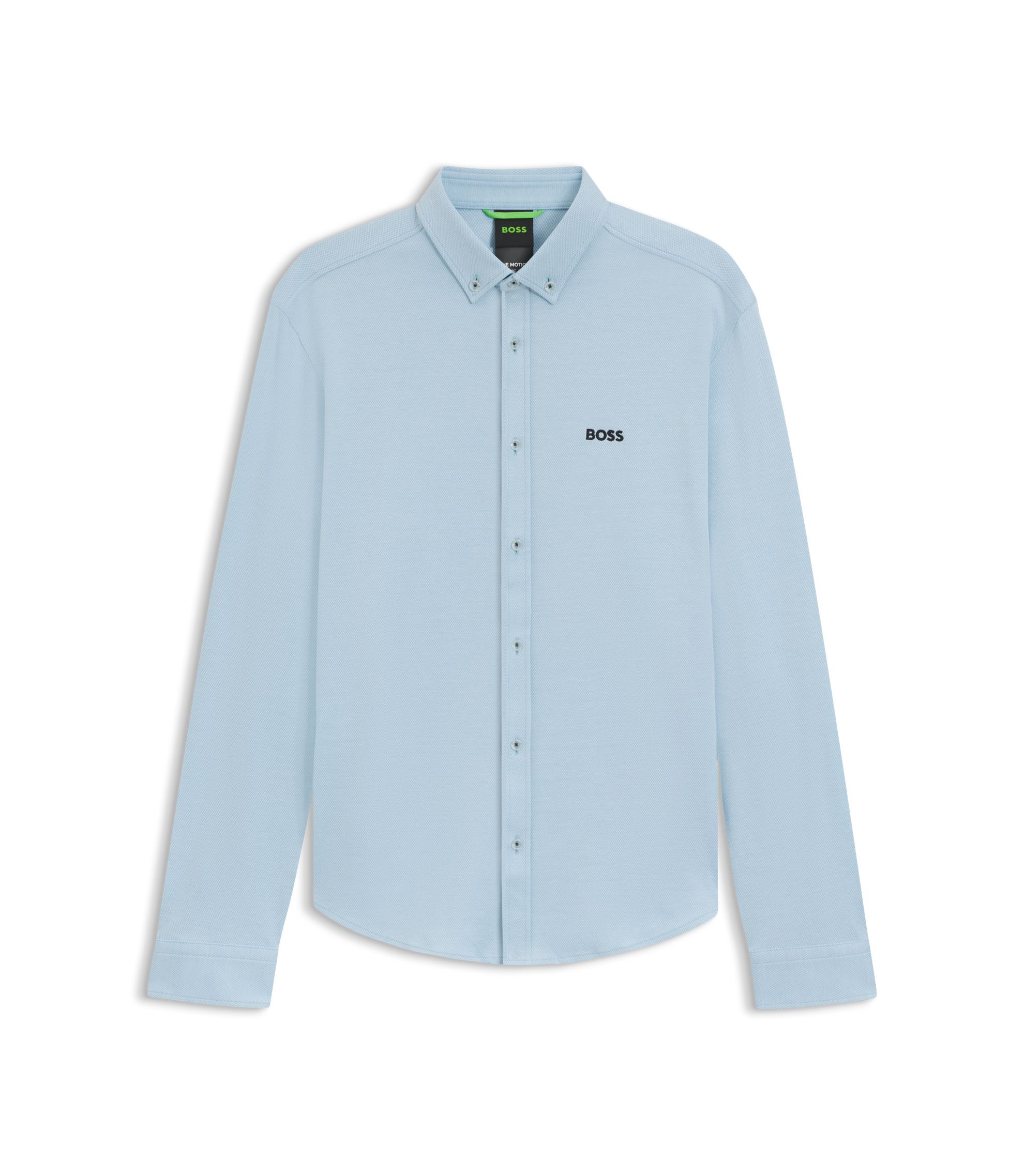 BOSS - Regular-fit shirt in dynamic cotton jersey - Light Blue