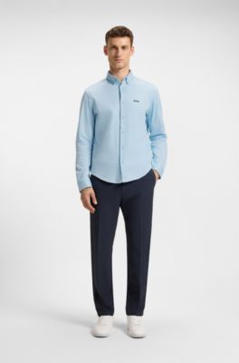 Regular-Fit Hemd aus dynamischem Baumwoll-Jersey, Hellblau