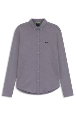 Regular-fit shirt in dynamic cotton jersey, Purple