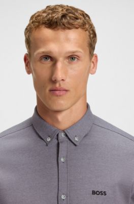 Regular-fit shirt in dynamic cotton jersey, Purple