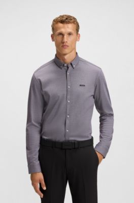 Regular-fit shirt in dynamic cotton jersey, Purple