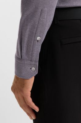 Regular-fit shirt in dynamic cotton jersey, Purple