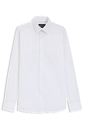 Slim-fit shirt in Italian-made striped cotton