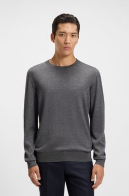 Strickpullover aus Woll-Mix mit Seide und Kaschmir, Grau