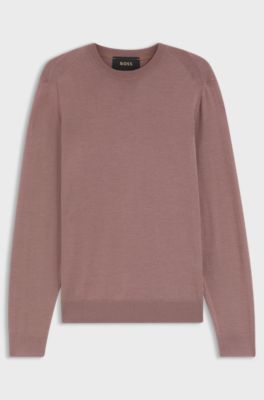 Knitted sweater in wool, silk and cashmere, Light Brown