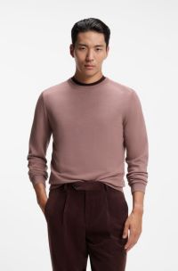 Knitted sweater in wool, silk and cashmere, Light Brown