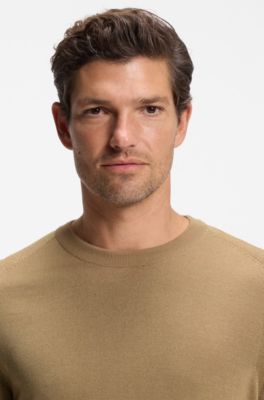 Knitted sweater in wool, silk and cashmere, Beige