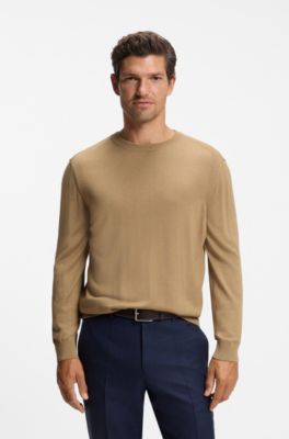 Knitted sweater in wool, silk and cashmere, Beige