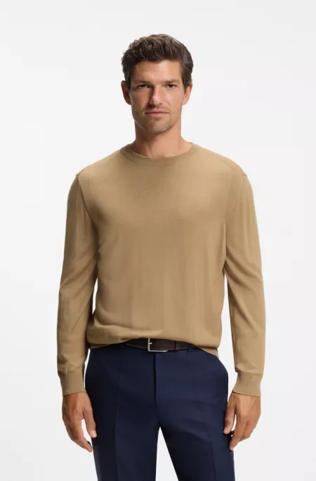 Strickpullover aus Woll-Mix mit Seide und Kaschmir