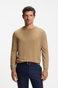 Knitted sweater in wool, silk and cashmere, Beige