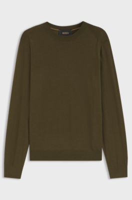 Knitted sweater in wool, silk and cashmere, Dark Green