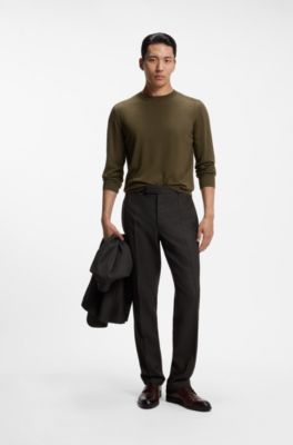 Knitted sweater in wool, silk and cashmere, Dark Green