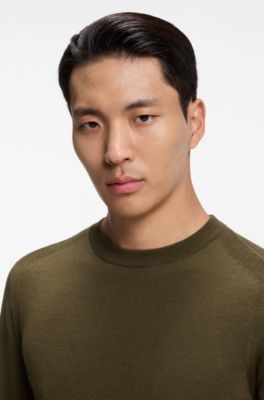 Knitted sweater in wool, silk and cashmere, Dark Green