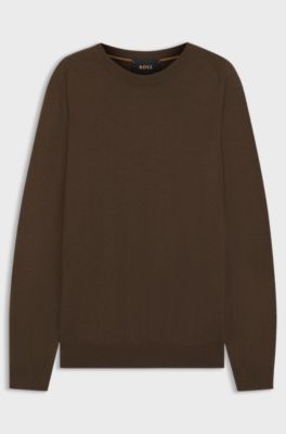 Knitted sweater in wool, silk and cashmere, Dark Brown