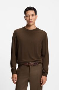 Pull en laine, soie et cachemire, Marron fonc&eacute;
