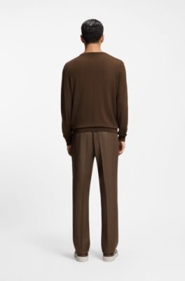 Knitted sweater in wool, silk and cashmere, Dark Brown