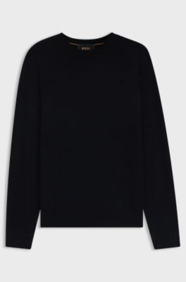 Knitted sweater in wool, silk and cashmere, Dark Blue