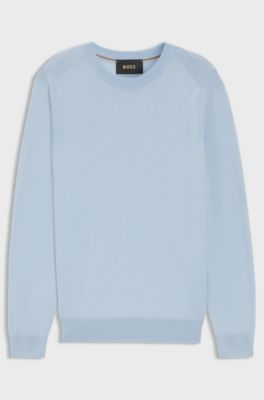 Knitted sweater in wool, silk and cashmere, Light Blue