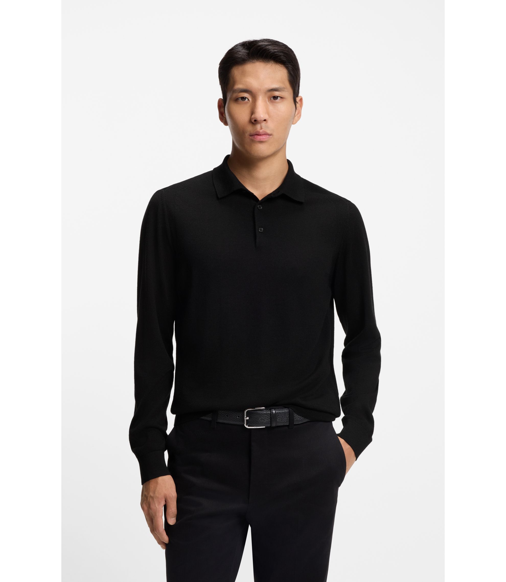 Gestricktes Poloshirt aus Wolle, Seide und Kaschmir