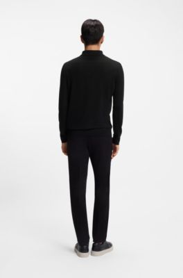 Knit polo in wool, silk and cashmere, Black