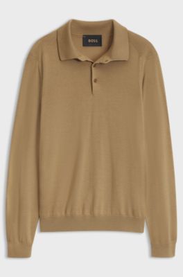 Knit polo sweater, Beige