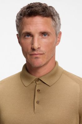 Knit polo sweater, Beige