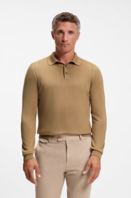 Knit polo sweater, Beige
