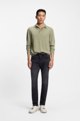 Knit polo in wool, silk and cashmere, Light Green