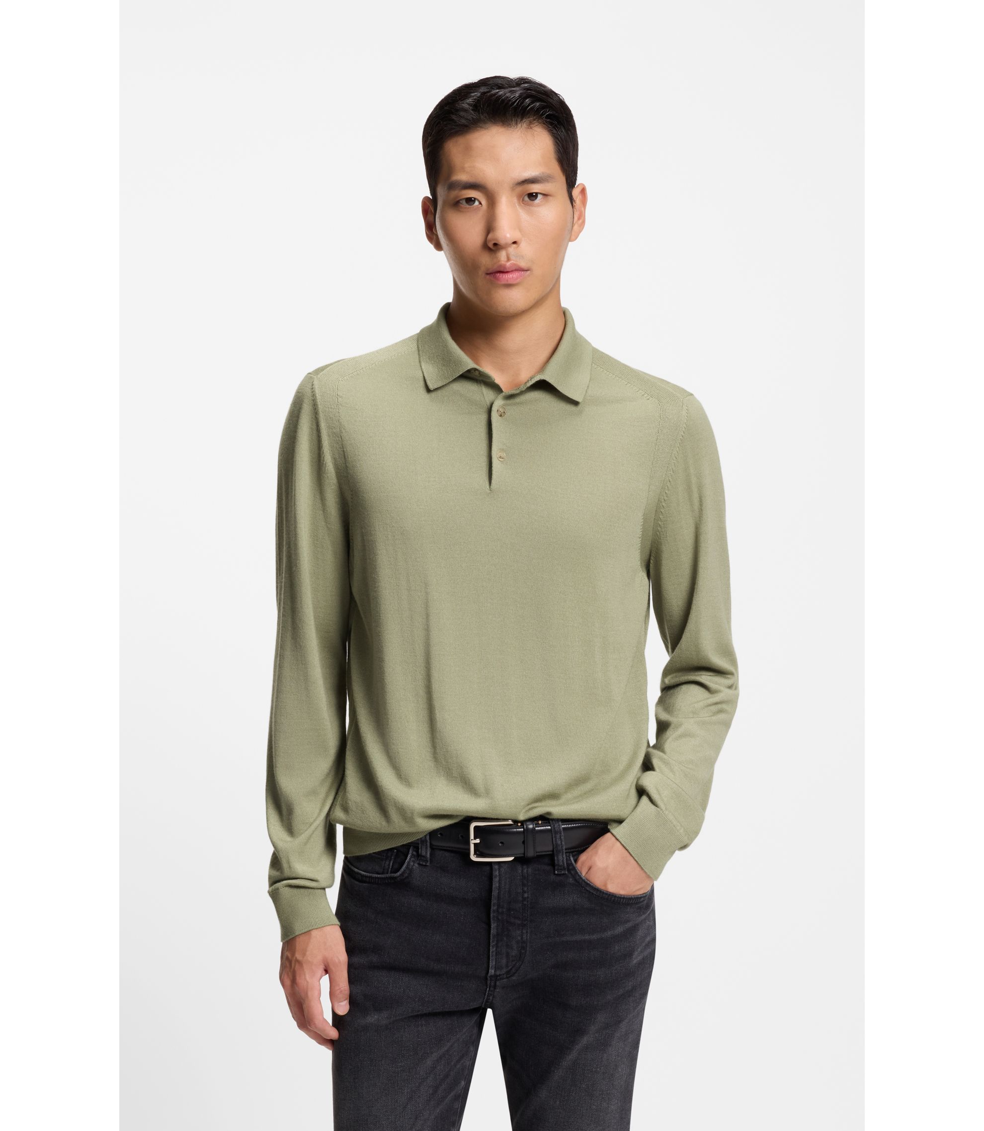 Gestricktes Poloshirt aus Wolle, Seide und Kaschmir