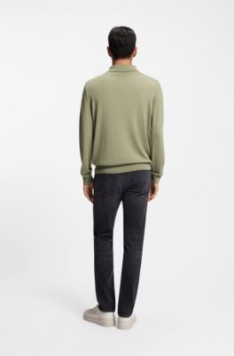 Knit polo in wool, silk and cashmere, Light Green