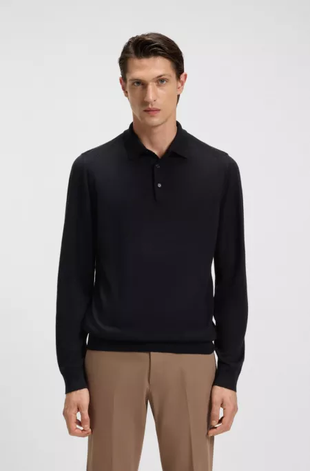 Polo en maille de laine, soie et cachemire