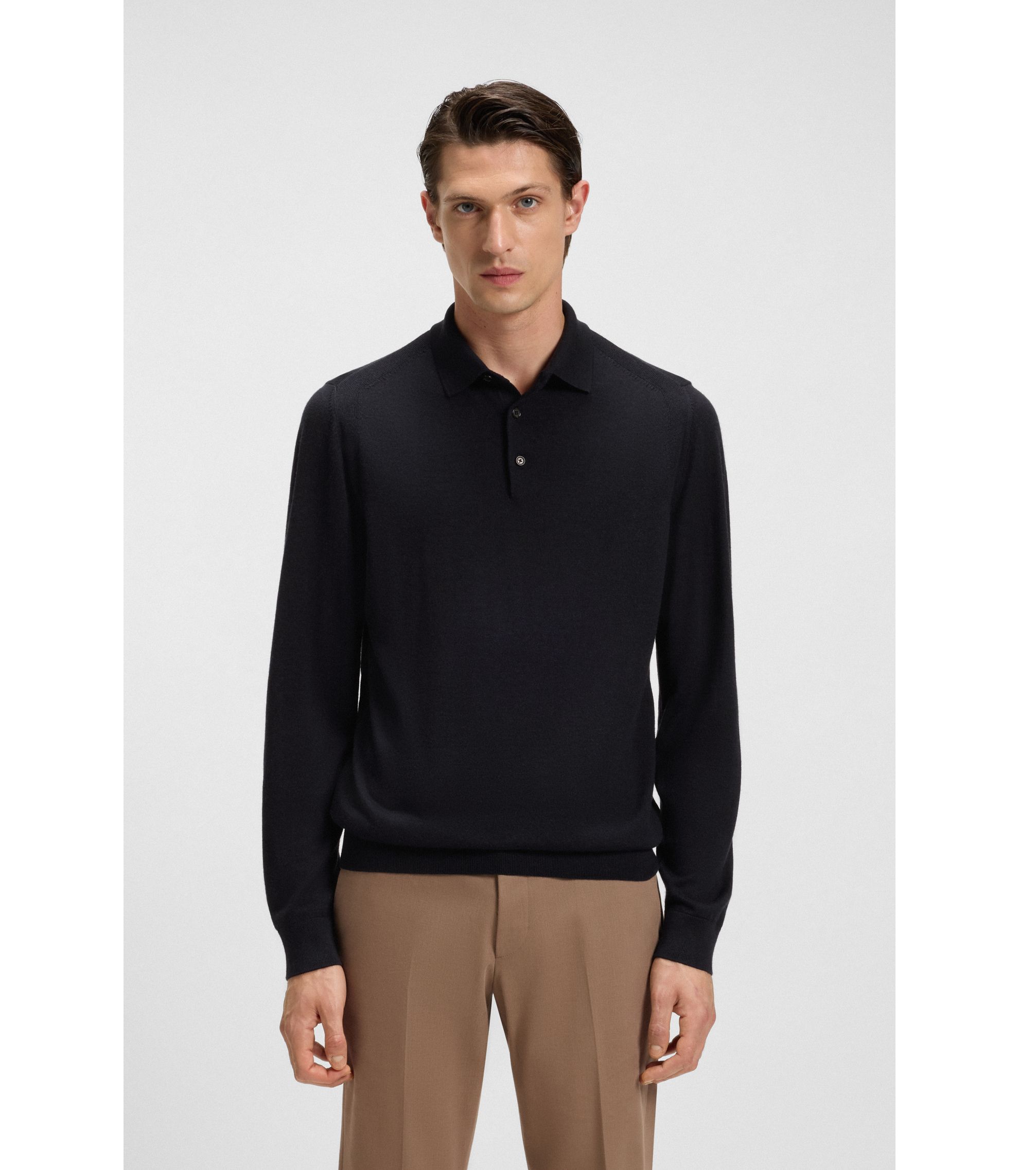 Gestricktes Poloshirt aus Wolle, Seide und Kaschmir