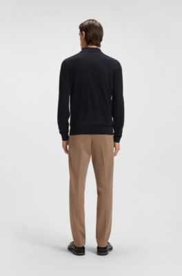 Polo de punto de lana, seda y cashmere, Azul oscuro