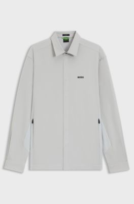 Relaxed-fit overshirt in water-repellent fabric, Light Grey