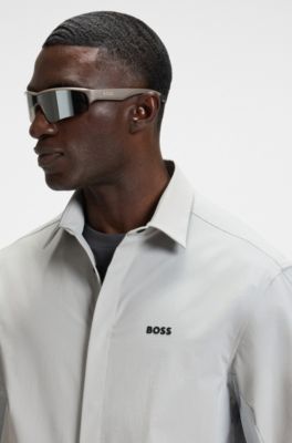 Sovracamicia relaxed fit in tessuto idrorepellente, Grigio chiaro