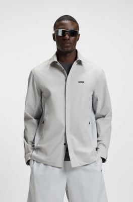 Relaxed-fit overshirt in water-repellent fabric, Light Grey