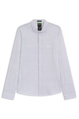 Regular-fit shirt in knitted cotton piqu&eacute;, White Patterned
