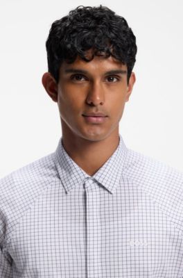 Regular-fit shirt in knitted cotton piqu&eacute;, White Patterned