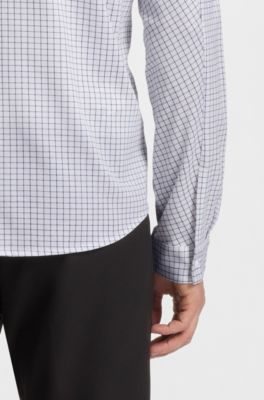 Camicia regular fit in piqu&eacute; di cotone effetto maglia, Bianco a motivi