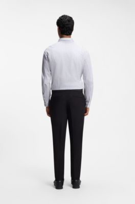 Regular-fit shirt in knitted cotton piqu&eacute;, White Patterned