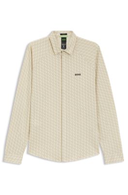 Regular-fit shirt in knitted cotton piqu&eacute;, White