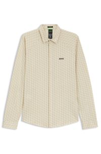 Regular-fit shirt in knitted cotton piqué, White