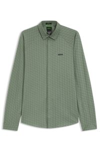 Regular-fit shirt in knitted cotton piqué, Light Green