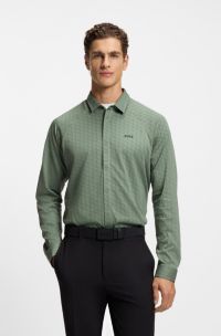 Regular-fit shirt in knitted cotton piqué, Light Green