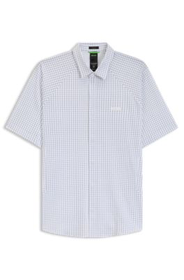 Regular-fit shirt in knitted cotton piqu&eacute;, White Patterned