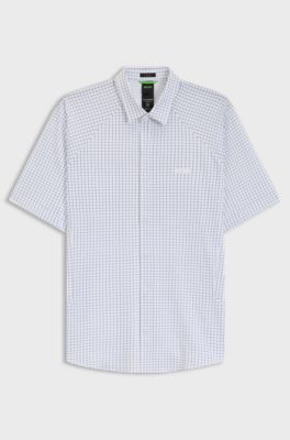 Regular-fit shirt in knitted cotton piqu&eacute;, White Patterned