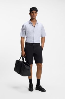Regular-fit shirt in knitted cotton piqu&eacute;, White Patterned