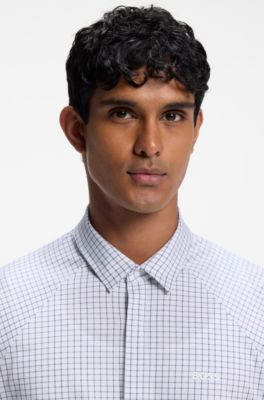 Regular-fit shirt in knitted cotton piqu&eacute;, White Patterned