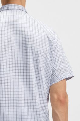 Camicia regular fit in piqu&eacute; di cotone effetto maglia, Bianco a motivi